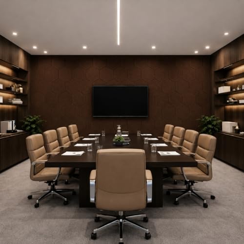Image of MMT Acoustix HexaFelt Bevelled Acoustic Panels, Luxury Sound Absorbing Felt Wall Panels for Home, Office & Studios | VOC Free, 30x30 cm | Pack of 7 | Coorg Colour