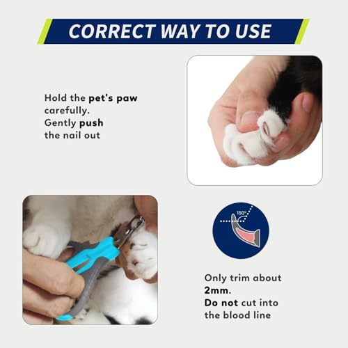 Image of WePet Pet Nail Clippers U07.1, Professional Claw Trimmer, Bended Scissor Special for Cats, Kittens, Dogs, Puppies, Small Animals, Grey /Maya Blue