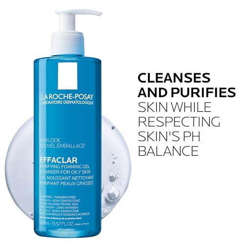 Image of La Roche-Posay Effaclar Foaming Gel Cleanser for Oily Skin | Face wash for oily skin with zinc pidolate to remove excess oil & shine. Alcohol free, oil free & sensitive skin tested.