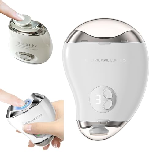 Kyduu Cortaúñas Eléctrico,Cortaúñas Automático y Pulidor 2 en 1,3 velocidades Cortauñas Eléctrica,Portátil Cortauñas Electrico para Niños,Adultos,Mayores,Carga USB,Diseño Curvado inalámbrico(Blanco)