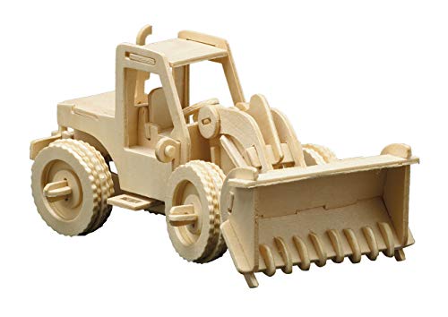 Pebaro 863/6 Holzbausatz Radlader, 3D Puzzle, Modellbausatz, Basteln mit Holz, Holzpuzzle, vorgestanzte Holzplatte, inkl. Schmirgelpapier, ausbrechen, zusammenstecken, fertig, Geschenkidee