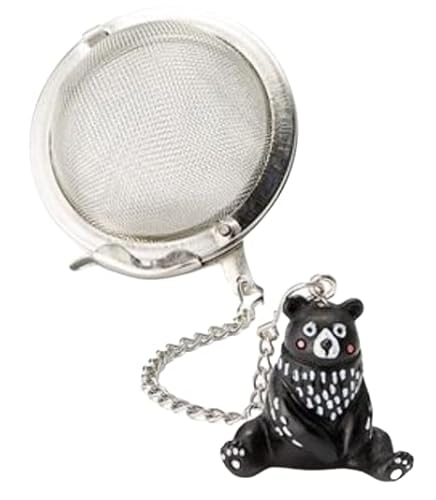 Teemando® - Uovo da tè Woody, in acciaio inox, con ciondolo a forma di orso, Ø ca. 5 cm