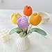 Emivery Crochet Flowers, 7PCS Fake Tulips Artificial Flowers Handmade Knitted Tulip Bouquet Crochet Flower Bouquet Table Centerpieces Gift for Women