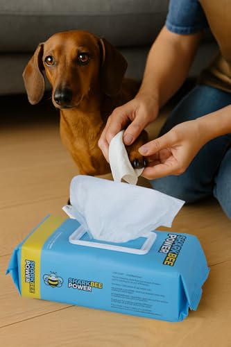 Pet Grooming Wipes for Dogs and Cats - Deodorizing, Gentle and Thick, Extra Large 8"x8" Wipes for Paws, Body, Face, Bamboo Fiber for Sensitive Skin (100)