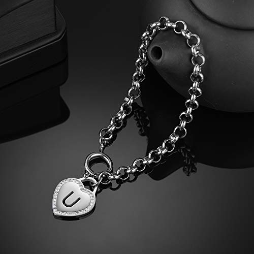 Image of CaleesLLC Letter A to Z Initial Charm Bracelet Adjustable Stainless Steel Anklet Personalized Wrist Link for Women