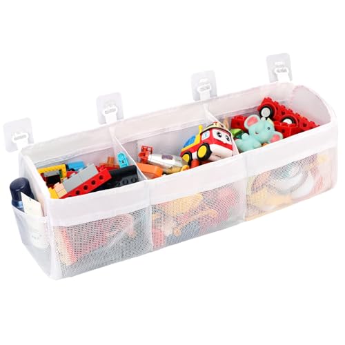 Vunpok Bath Toy Storage Holder for Bathtub,Bathtub Toy Storage With Large Opening & 3 Compartment,Large Capacity Bath Toy Organizer for Tub