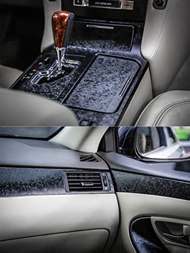 Image of LZLRUN Forged Matte Carbon Fiber Black Car Vinyl Wrap Film 1ft x 3.5ft | Frost black Icy flake forged carbon texture, With install tools, Air release, Self-adhesive, For car moto furniture laptop