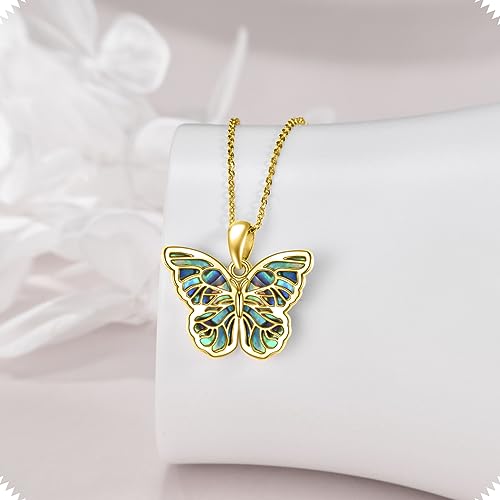 URONE Butterfly Pendant Necklace for Women Sterling Silver Butterfly Jewelry Gifts for Women3
