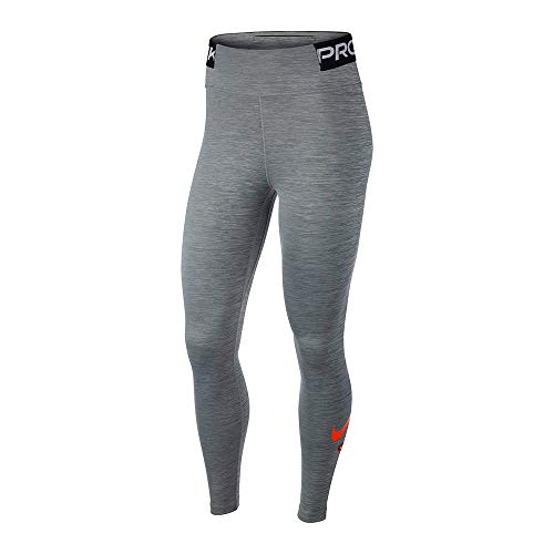 Nike W One Tght Icnclsh Pantaloni Sportivi, Donna, Iron Grey/Htr/Black/Safety Orange, XS