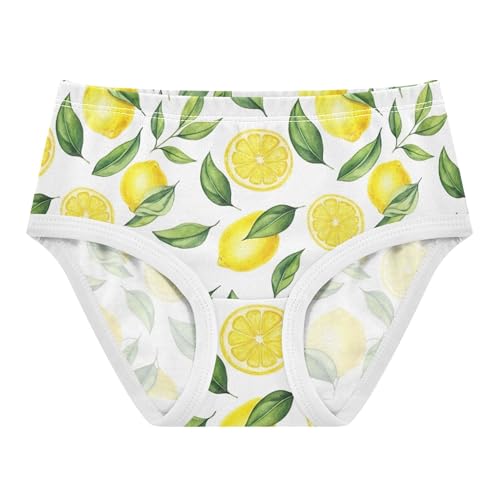 Fancy Toddler Underwear Floral 2t Cotton Girl Panties Cute Yellow Lemons Leaves White Kids Briefs Undies