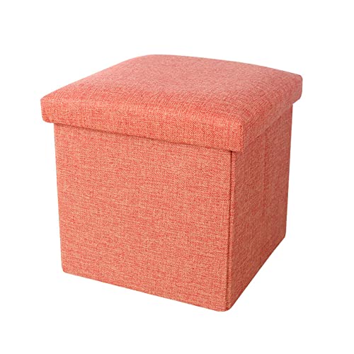 Tabouret à chaussures orange petit meuble rangement lin - 2