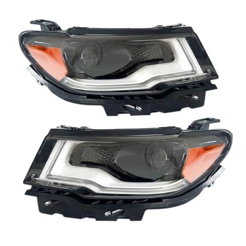 Fa facundo LED Headlight Assembly Pair for 2017-2021 Jeep Compass - DOT/SAE Certified Projector Headlights with DRL & Side Marker, Plug and Play Direct Replacement(Driver and Passenger Headlight)