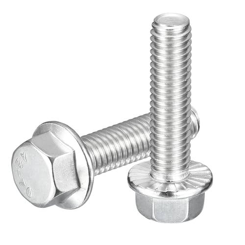 Image of uxcell 15Pcs 3 /8-16 x 1-1 /2 inch Flanged Hex Head Bolts, 304 Stainless Steel Flange Hexagon Screws, Flange Hex Drive Screws 5.8 Grade for Machinery Industry Home Appliances, Silver
