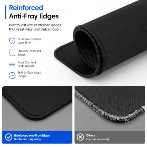 Image of Sounce Extended Mouse Pad 80 x 30 cm, Large Desk Mat with Stitched Edges, Anti-Slip Rubber Base, Water-Resistant Smooth Surface for Office, Work from Home, Laptop & PC (Jet Black)