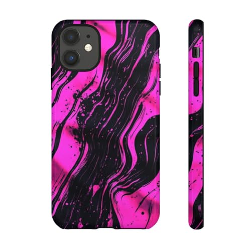 Coque iPhone 11 antichoc rigide pour éviter les rayures motif rose noir