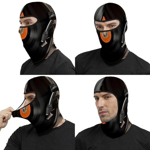Pasamontaña térmico para hombre y mujer con estampado de disco de vinilo clásico, máscara facial para esquí, motocicleta y clima frío miniatura 5