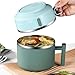 Produktbild LIMITADA Ramen Schüssel mit Deckel Ramen Schüssel 1000ml Suppenschüssel Groß Keramik Ramen Schüssel mit Deckel Groß Instant Nudeln Ramen Bowl Ramen Instant Nudeln Bowl Edelstahlbesteck (Dark green)