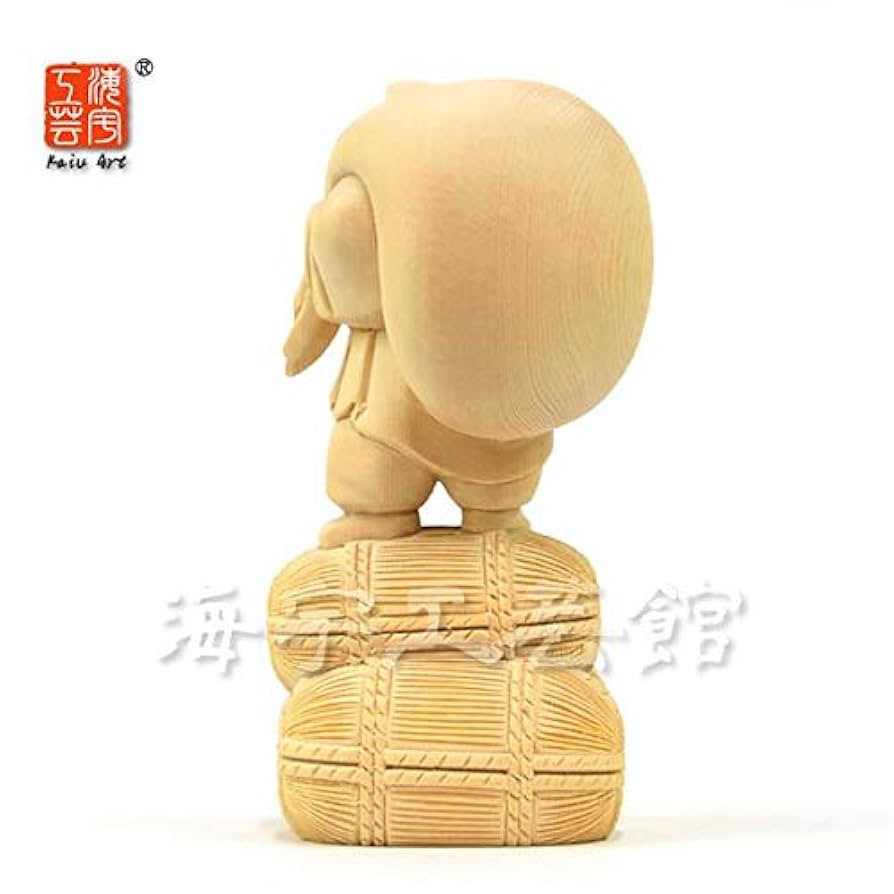 BE655　仏教美術　岳峰作　木彫　大黒像　置物　床飾　開運 財運　高さ７５㎝ Amazon｜MYONEEN 不動明王 仏像 木彫り 仏壇仏像 置物 桧木製