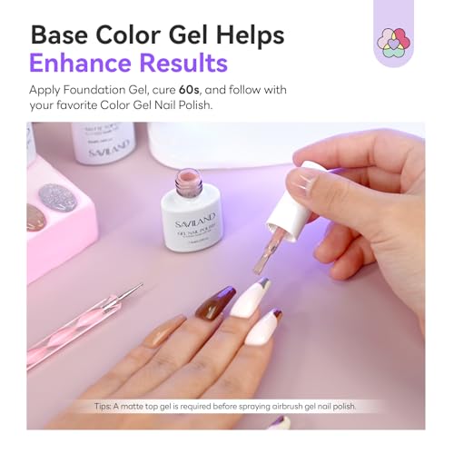 Image of SAVILAND Dilution-Free Airbrush Gel Nail Polish White 2PCS 20ml | Non-Acetone Airbrush for Nails, Hema-Free Airbrush Paint with Fine Mist, for French & Ombre Nail Art Design Salon