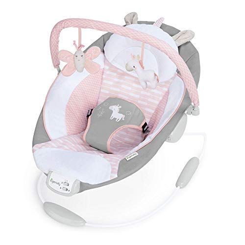 Image of Ingenuity Soothing Baby Bouncer Infant Seat with Vibrations, -Toy Bar & Sounds, 0-6 Months Up to 20 lbs (Pink Flora the Unicorn)
