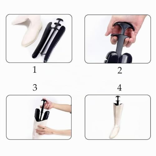 Hungpure Stiefelbaum, automatische lange Stiefelhalter, kniehohe Stiefel, Shaper, schwarz, Stiefelspanner für Damen und Herren, Schwarz , 12.6 in
