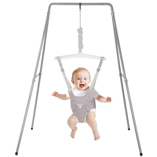 Image of G TALECO GEAR Baby Jumper with Stand, Baby Jumpers and Bouncers, Baby Exerciser Suitable for 6-24 Months, Easy to Assemble & Store Jumper for Baby (Grey)