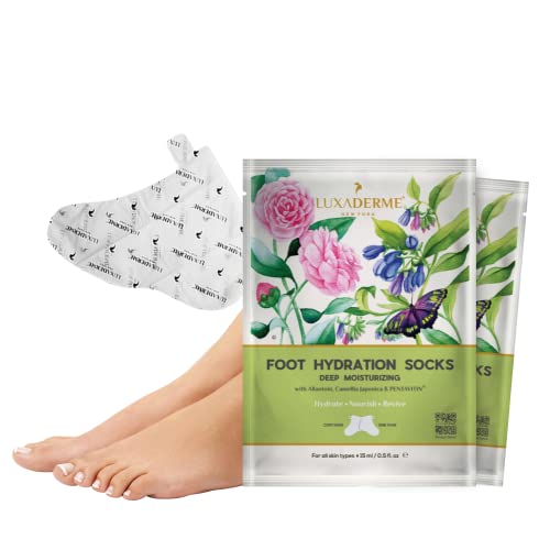 LuxaDerme Deep Moisturizing -Foot Hydration Socks to give a rejuvenating boost to dull, dry & rough feet. Softens nails & cuticles. Contains Shea Butter, Aloe Vera & Thyme. Spa Socks.15 ml(Pack of 2)