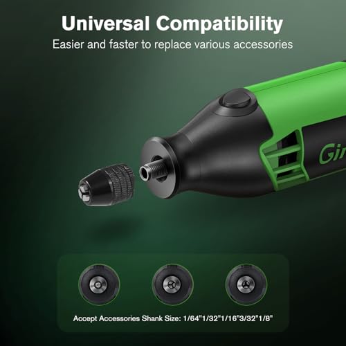 Ginour Rotary Tool Kit 200W Rotary Multi Tool 6 Variable Speed 8000-35000RPM with Keyless Chuck and Flex Shaft, 135pcs Accessories Set for DIY Craft, Engraving, Cutting, Sanding, Polishing 3 Ginour Rotary Tool Kit 200W Rotary Multi Tool 6 Variable Speed 8000-35000RPM with Keyless Chuck and Flex Shaft, 135pcs Accessories Set for DIY Craft, Engraving, Cutting, Sanding, Polishing - Image 3