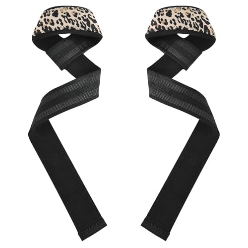 Nander Fashion Leopard Print Wrist Straps for Weightlifting,Lifting Straps with Neoprene Cushioned Wrist Padded and Anti-Skid Silicone for Strength Training,Bodybuilding,Deadlifting