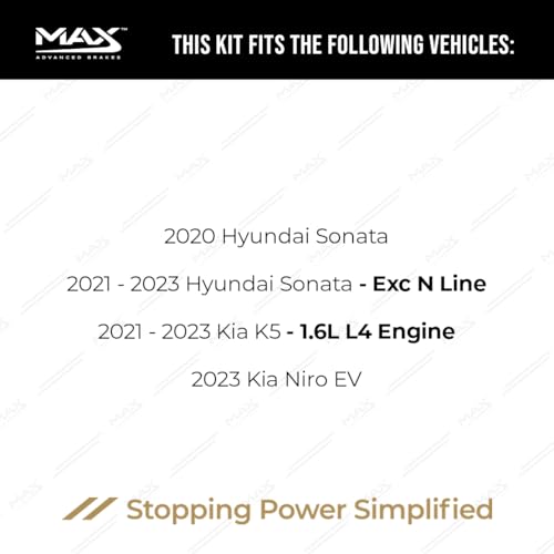 Image of MAX Advanced Brakes - Brake Kit For 2020-2023 Hyundai Sonata (Excluding N Line), 2021-2023 Kia K5 (1.6 L4 Engine)| Carbon Ceramic Brake and Rotor Kit Front and Rear| Geomet Coated Brake Rotors