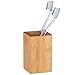 WENKO Vaso higiene dental Padua - Soporte para cepillos de dientes, para cepillos y pasta de dientes, Bambú, 7 x 11 x 7 cm, natural