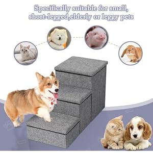   Dog-Stairs-Flymer-Dog-Ramp-for-Bed-and-Couch-with-Storage-and-Condo-Foldable-3-Steps-Pet-Stairs-for-Small-Dogs-and-Cats