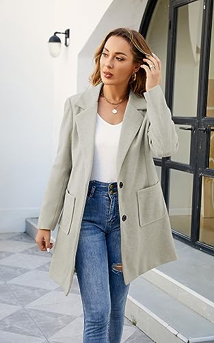 ECOWISH Women Coat Trench Jacket - Winter Long Sleeve Peacoat Fall Mid-Length Lapel Cardigan Overcoat with Pockets4