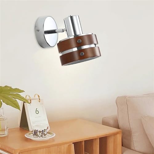 Lámpara de pared de madera giratoria para mesita de noche pequeña 4