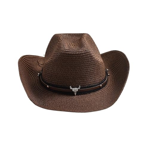 Chapeau de paille femme et homme style cowboy occidental pour protection solaire été