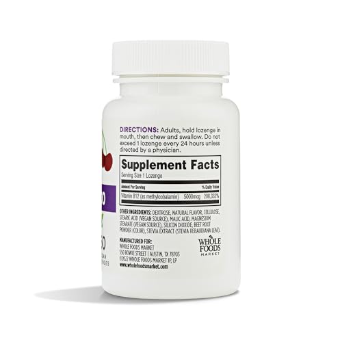 365 by Whole Foods Market, Methyl B-12 5000Mcg Cherry, 60 Lozenges - image 3