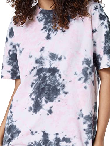 Image of The Souled Store|Tie Dye: Grey & Black Women and Girls T-Shirts|Loose fit Tie Dye Printed| Half Sleeve|80% Cotton 20% Polyester Grey and Black Color Women Boyfriend T-Shirts