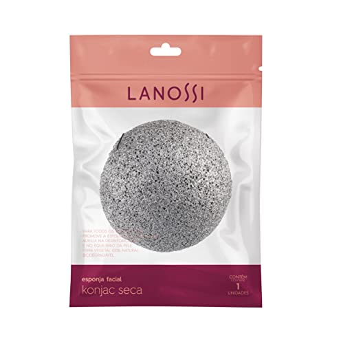 Esponja Konjac Seca, Cor Cinza, Lanossi Beauty & Care.