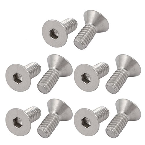 Sourcingmap 1/4-20 x 5/8" 304 Stainless Steel Flat Head Hex Socket Cap Screw 10pcs, Silver