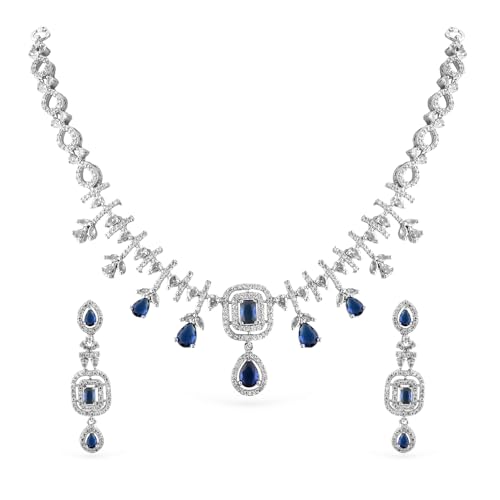 Image of Rubans American Diamond Zirconia Necklace Set Stylish Jewellery Gift for Women & Girls