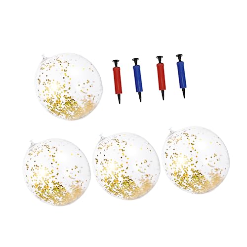 VANZACK 4pcs Beach Ball Balloons Big Shiny Inflatable Pool Balls for Boys and Girls Party Decorations