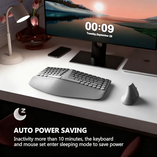 Image of MOFII Wireless Ergonomic Keyboard & Mouse Combo - Split Curved Keyboard with Wrist Rest (All-Day Comfort) + Wireless Vertical Ergonomic Optical Mouse, Compatible with PC /Laptop /Desktop