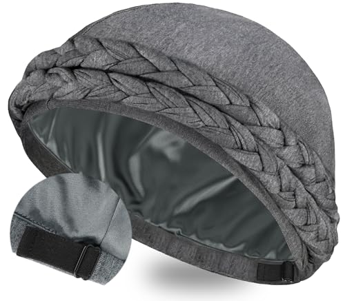 Image of Ababalaya Adjustable Satin Lined Turban for Women Mens Halo Turban Silky Lined Head Wraps for Waves Braids Locs Sleep Cap