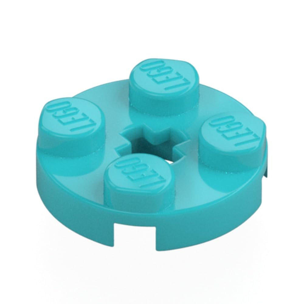 LEGO Round Plate 2 x 2 with Axle Hole, Part 4032 (Medium Azure, 10, Bricks)