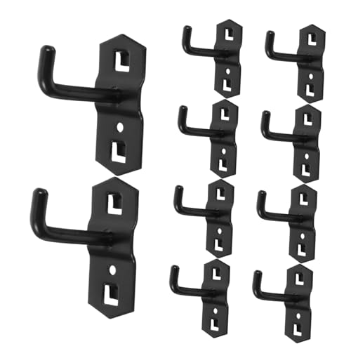 FIXOSHEE Lot De 10 Crochets Muraux Noirs Pour Panneau Perforé Carré 6 Mm x 5 Cm, Supports Robustes Pour Étagère, Organisation Polyvalente Pour Rangement La Cuisine Et Atelier