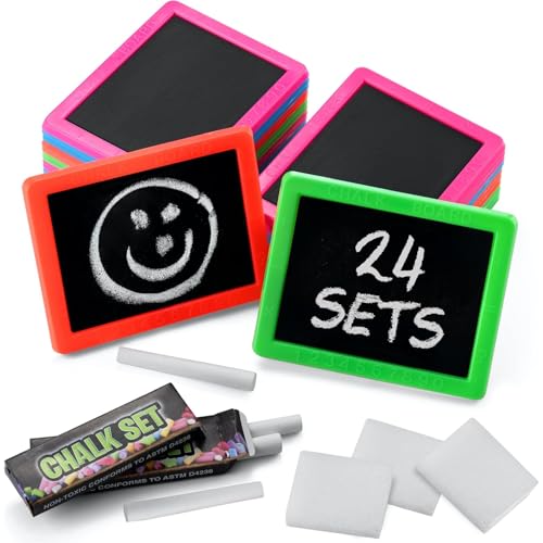 Tableau noir néon enfants pour s'amuser et dessiner à la craie pack de 24