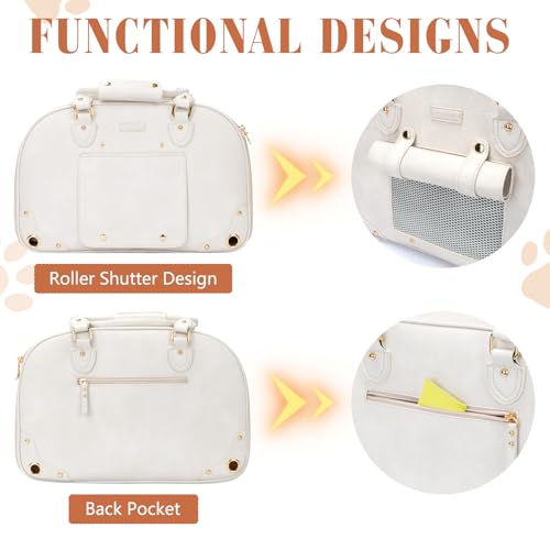 Image of Dog Carrier Purse, Pet Carrier, Foldable Waterproof Premium Leather Pet Travel Portable Bag for Cat and Small Dog Home & Outdoor Small Beige