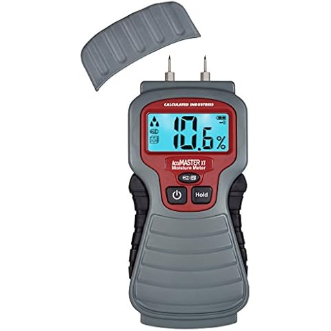 Calculated Industries 7440 AccuMASTER XT Digital Moisture Meter | Handheld |Pin Type | Backlit LCD Display | Detects Leaks, Damp and Moisture in Wood, Walls, Ceilings, Carpet and Firewood Cover