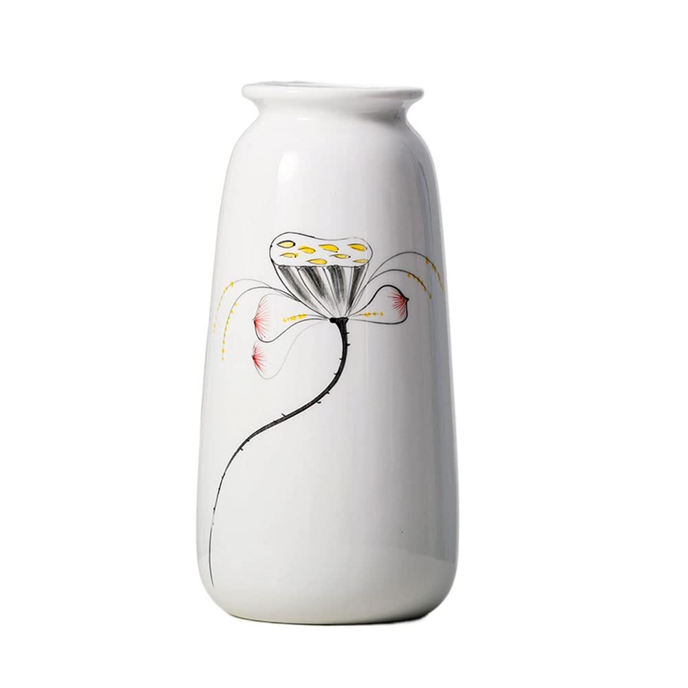 asdchZen Chinoiserie Hand-Painted Ceramic Vase Large Flower Arrangement Handicraft Decoration Study Tea Table Porch Bookcase Decoration Ceramic Gift,B