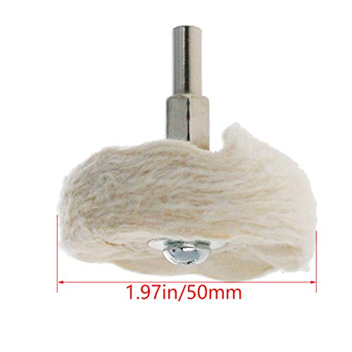 Image of Utoolmart 4 Pcs 2-Inch Buffing Polishing Pad Wheels Cotton with 1 /4-inch Handle for Manifold Aluminum Stainless Steel Chrome